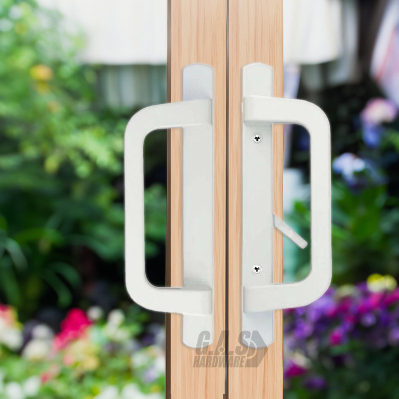 G.A.S. Hardware White PGT Sliding Patio Door Handle Set Bundle Kit